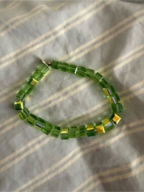 Green Crystal Cube Beaded Bracelet - RL by CL